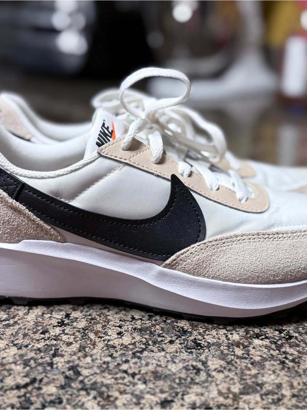 Nike Low-Profile Runner Sneakers in White, Black & Beige